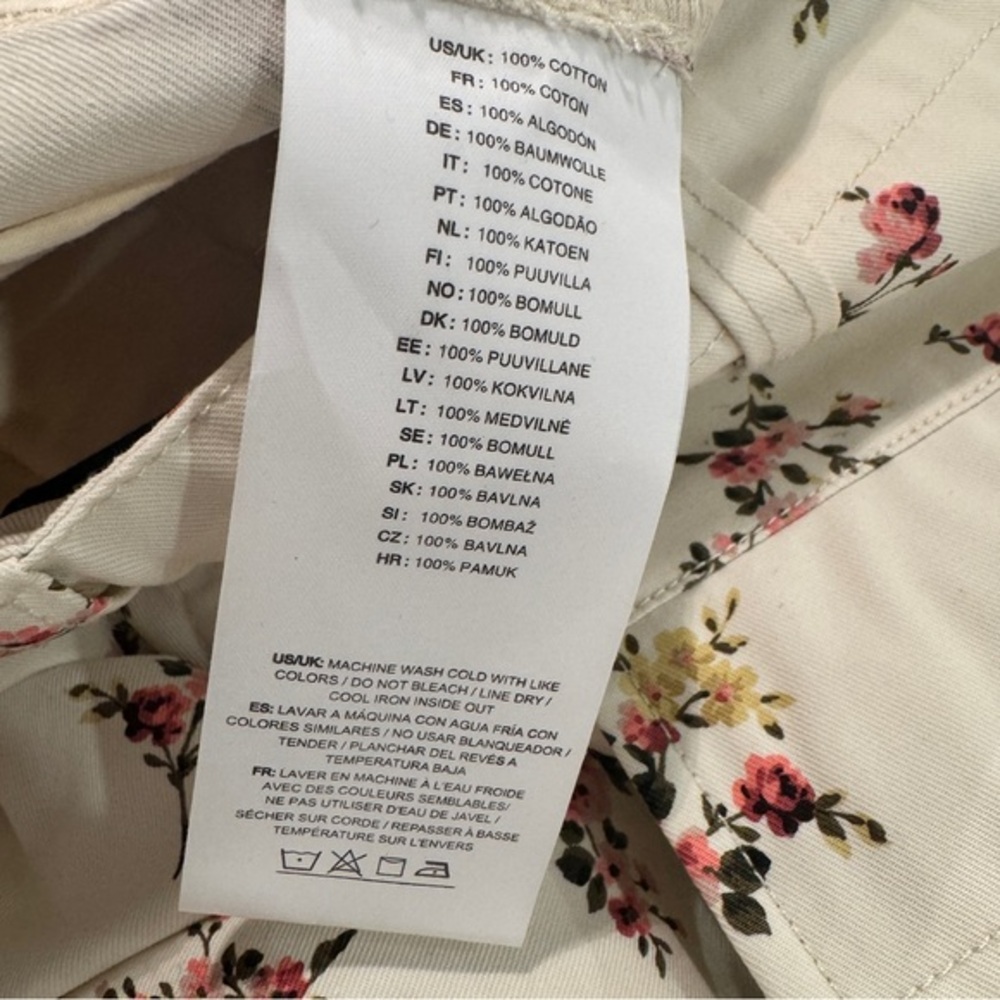 NWT HUF utility cargo pants Ivory floral pattern throughout Mens S bungee hem - Picture 13 of 15